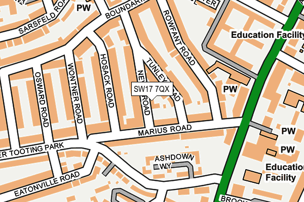 SW17 7QX map - OS OpenMap – Local (Ordnance Survey)