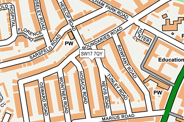 SW17 7QY map - OS OpenMap – Local (Ordnance Survey) SW17 7QY map - OS OpenMap – Local (Ordnance Survey)