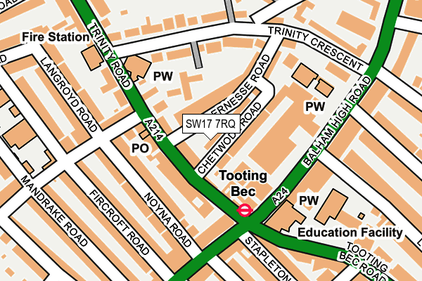SW17 7RQ map - OS OpenMap – Local (Ordnance Survey) SW17 7RQ map - OS OpenMap – Local (Ordnance Survey)