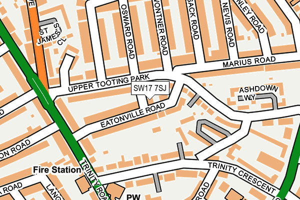 SW17 7SJ map - OS OpenMap – Local (Ordnance Survey) SW17 7SJ map - OS OpenMap – Local (Ordnance Survey)