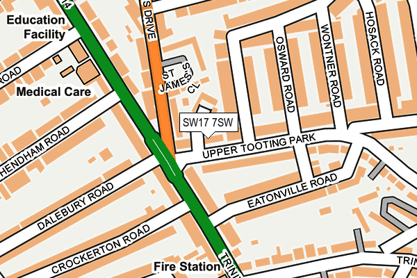 SW17 7SW map - OS OpenMap – Local (Ordnance Survey) SW17 7SW map - OS OpenMap – Local (Ordnance Survey)