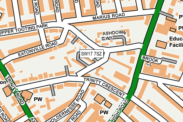 SW17 7SZ map - OS OpenMap – Local (Ordnance Survey) SW17 7SZ map - OS OpenMap – Local (Ordnance Survey)