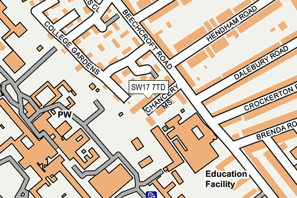 SW17 7TD map - OS OpenMap – Local (Ordnance Survey) SW17 7TD map - OS OpenMap – Local (Ordnance Survey)