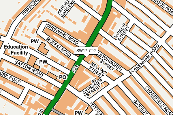 SW17 7TG map - OS OpenMap – Local (Ordnance Survey)