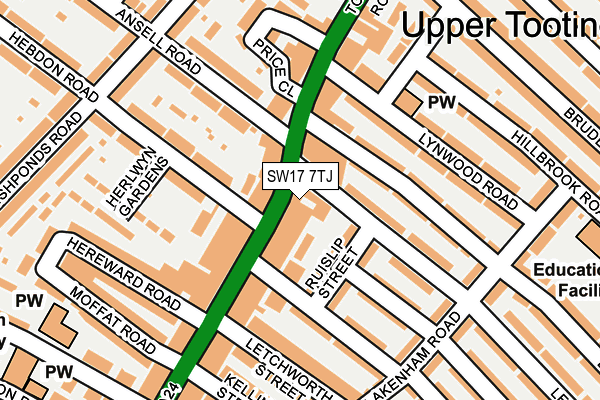 SW17 7TJ map - OS OpenMap – Local (Ordnance Survey) SW17 7TJ map - OS OpenMap – Local (Ordnance Survey)