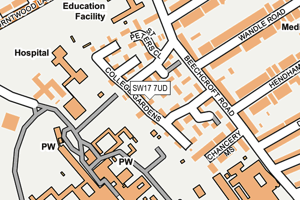 SW17 7UD map - OS OpenMap – Local (Ordnance Survey) SW17 7UD map - OS OpenMap – Local (Ordnance Survey)