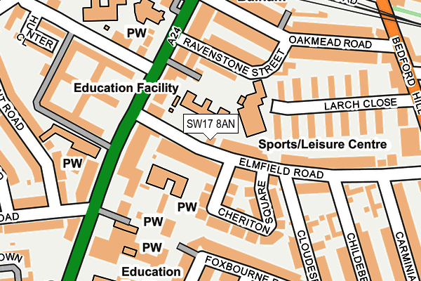 SW17 8AN map - OS OpenMap – Local (Ordnance Survey) SW17 8AN map - OS OpenMap – Local (Ordnance Survey)