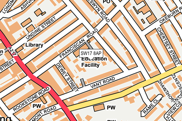 SW17 8AP map - OS OpenMap – Local (Ordnance Survey) SW17 8AP map - OS OpenMap – Local (Ordnance Survey)