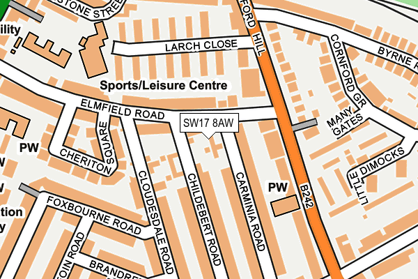 SW17 8AW map - OS OpenMap – Local (Ordnance Survey) SW17 8AW map - OS OpenMap – Local (Ordnance Survey)