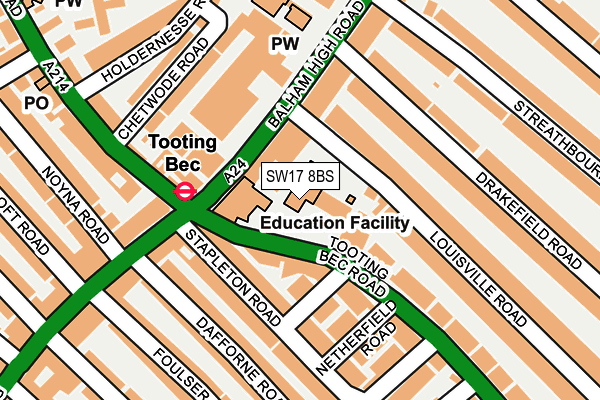 SW17 8BS map - OS OpenMap – Local (Ordnance Survey) SW17 8BS map - OS OpenMap – Local (Ordnance Survey)