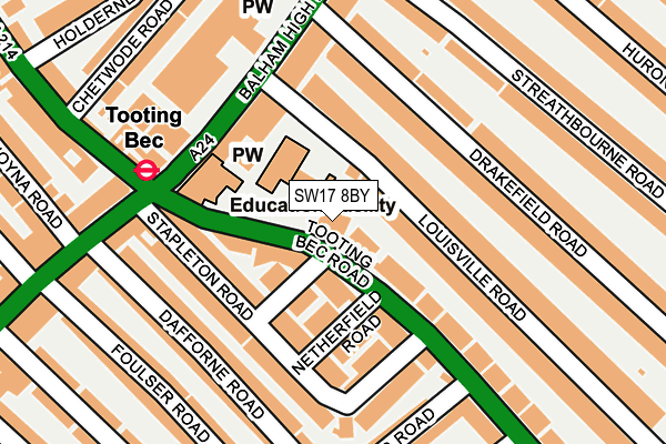 SW17 8BY map - OS OpenMap – Local (Ordnance Survey) SW17 8BY map - OS OpenMap – Local (Ordnance Survey)