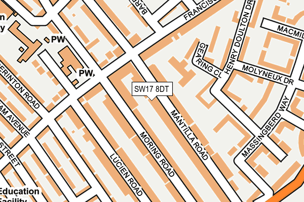 SW17 8DT map - OS OpenMap – Local (Ordnance Survey) SW17 8DT map - OS OpenMap – Local (Ordnance Survey)