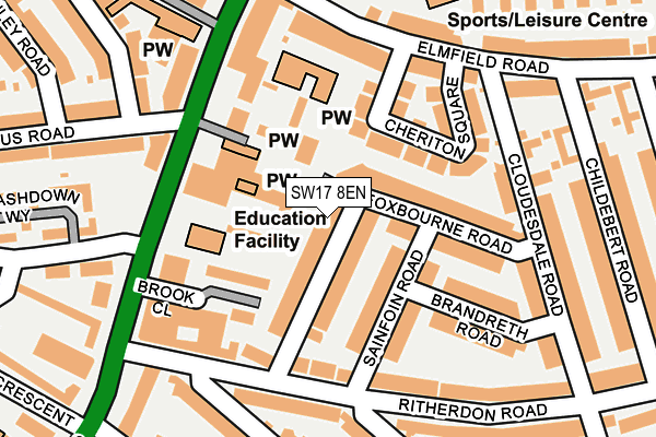 SW17 8EN map - OS OpenMap – Local (Ordnance Survey) SW17 8EN map - OS OpenMap – Local (Ordnance Survey)