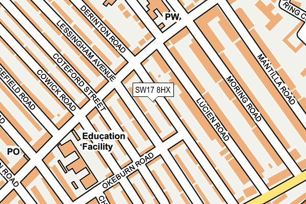 SW17 8HX map - OS OpenMap – Local (Ordnance Survey) SW17 8HX map - OS OpenMap – Local (Ordnance Survey)