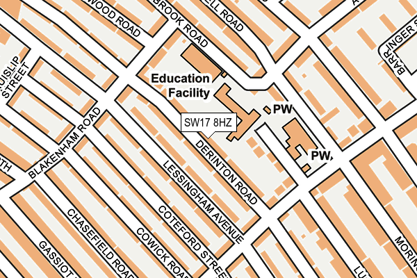 SW17 8HZ map - OS OpenMap – Local (Ordnance Survey) SW17 8HZ map - OS OpenMap – Local (Ordnance Survey)