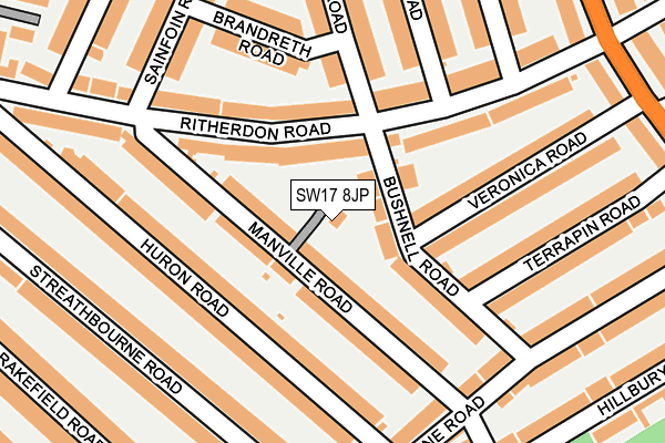 SW17 8JP map - OS OpenMap – Local (Ordnance Survey) SW17 8JP map - OS OpenMap – Local (Ordnance Survey)