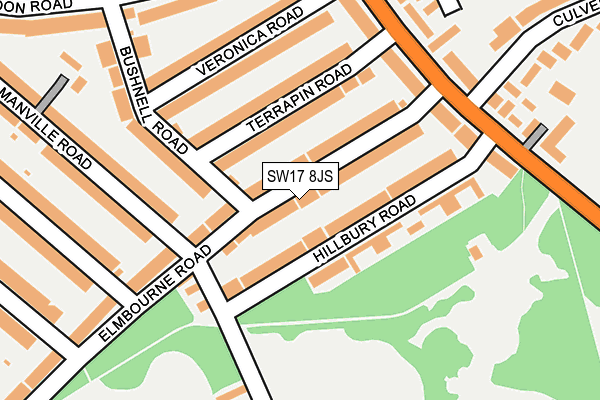 SW17 8JS map - OS OpenMap – Local (Ordnance Survey) SW17 8JS map - OS OpenMap – Local (Ordnance Survey)