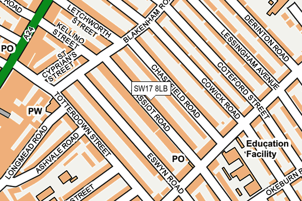 SW17 8LB map - OS OpenMap – Local (Ordnance Survey) SW17 8LB map - OS OpenMap – Local (Ordnance Survey)