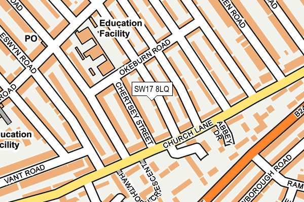 SW17 8LQ map - OS OpenMap – Local (Ordnance Survey) SW17 8LQ map - OS OpenMap – Local (Ordnance Survey)