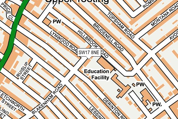 SW17 8NE map - OS OpenMap – Local (Ordnance Survey) SW17 8NE map - OS OpenMap – Local (Ordnance Survey)
