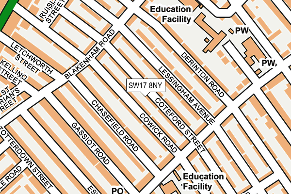 SW17 8NY map - OS OpenMap – Local (Ordnance Survey) SW17 8NY map - OS OpenMap – Local (Ordnance Survey)