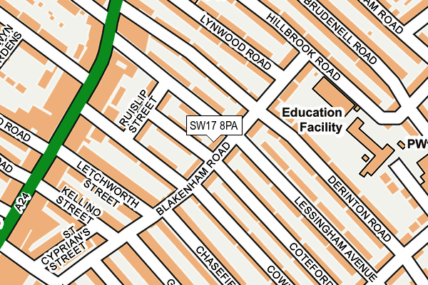 SW17 8PA map - OS OpenMap – Local (Ordnance Survey) SW17 8PA map - OS OpenMap – Local (Ordnance Survey)