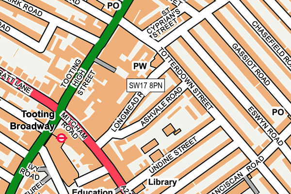 SW17 8PN map - OS OpenMap – Local (Ordnance Survey) SW17 8PN map - OS OpenMap – Local (Ordnance Survey)