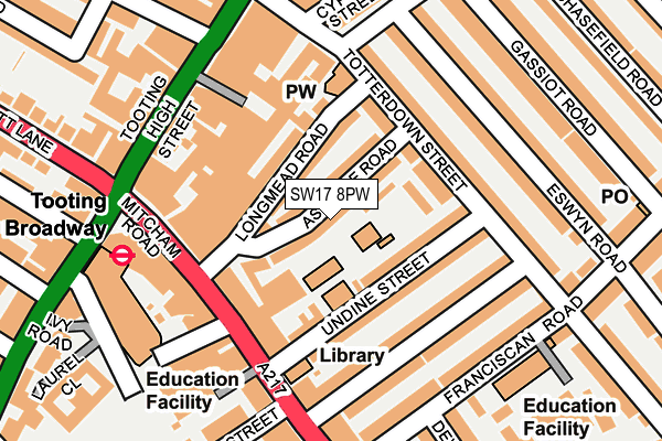 SW17 8PW map - OS OpenMap – Local (Ordnance Survey) SW17 8PW map - OS OpenMap – Local (Ordnance Survey)
