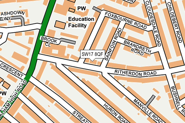 SW17 8QF map - OS OpenMap – Local (Ordnance Survey)