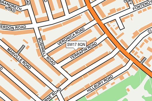 SW17 8QN map - OS OpenMap – Local (Ordnance Survey) SW17 8QN map - OS OpenMap – Local (Ordnance Survey)
