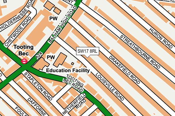 SW17 8RL map - OS OpenMap – Local (Ordnance Survey) SW17 8RL map - OS OpenMap – Local (Ordnance Survey)