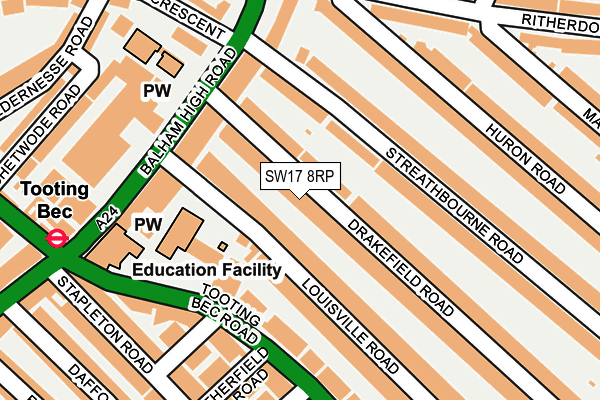SW17 8RP map - OS OpenMap – Local (Ordnance Survey)