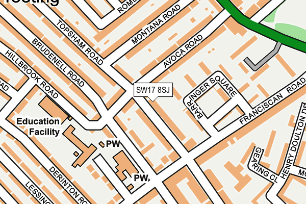 SW17 8SJ map - OS OpenMap – Local (Ordnance Survey) SW17 8SJ map - OS OpenMap – Local (Ordnance Survey)