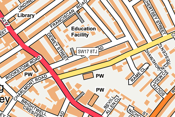 SW17 8TJ map - OS OpenMap – Local (Ordnance Survey)