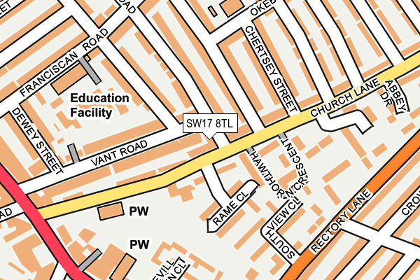 SW17 8TL map - OS OpenMap – Local (Ordnance Survey) SW17 8TL map - OS OpenMap – Local (Ordnance Survey)