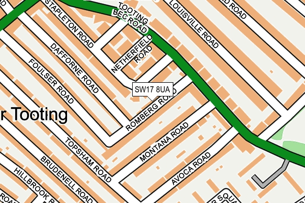 SW17 8UA map - OS OpenMap – Local (Ordnance Survey) SW17 8UA map - OS OpenMap – Local (Ordnance Survey)