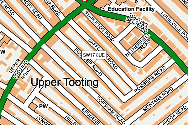 SW17 8UE map - OS OpenMap – Local (Ordnance Survey)