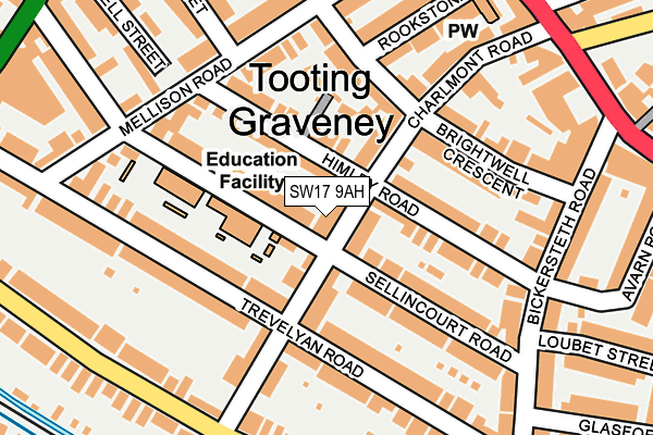 SW17 9AH map - OS OpenMap – Local (Ordnance Survey)