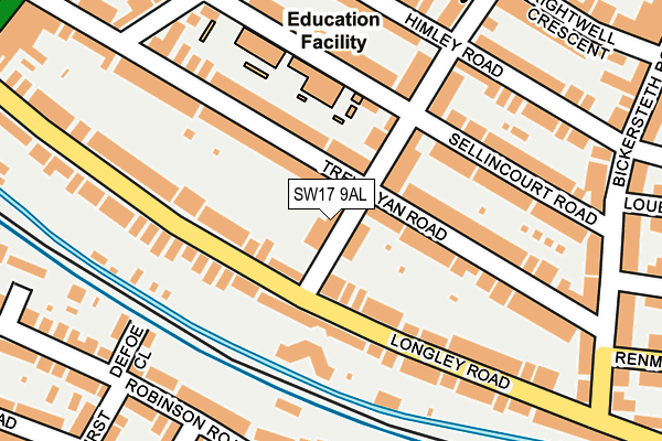 SW17 9AL map - OS OpenMap – Local (Ordnance Survey)
