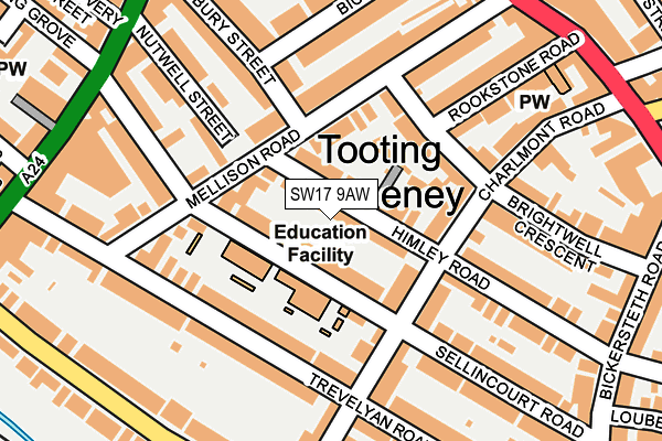 SW17 9AW map - OS OpenMap – Local (Ordnance Survey) SW17 9AW map - OS OpenMap – Local (Ordnance Survey)