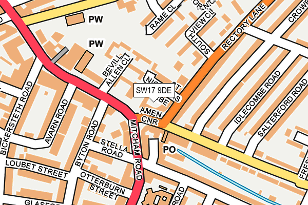 SW17 9DE map - OS OpenMap – Local (Ordnance Survey) SW17 9DE map - OS OpenMap – Local (Ordnance Survey)