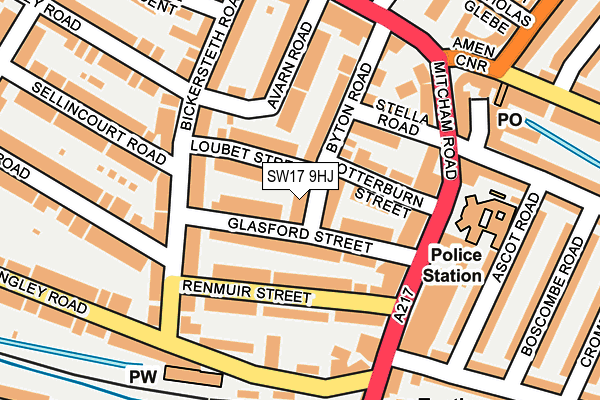 SW17 9HJ map - OS OpenMap – Local (Ordnance Survey) SW17 9HJ map - OS OpenMap – Local (Ordnance Survey)