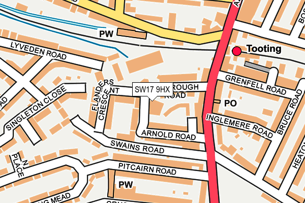 SW17 9HX map - OS OpenMap – Local (Ordnance Survey) SW17 9HX map - OS OpenMap – Local (Ordnance Survey)
