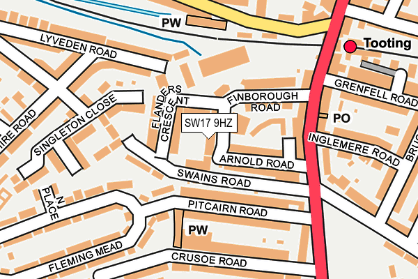 SW17 9HZ map - OS OpenMap – Local (Ordnance Survey) SW17 9HZ map - OS OpenMap – Local (Ordnance Survey)