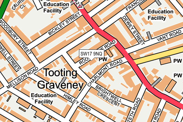 SW17 9NQ map - OS OpenMap – Local (Ordnance Survey)