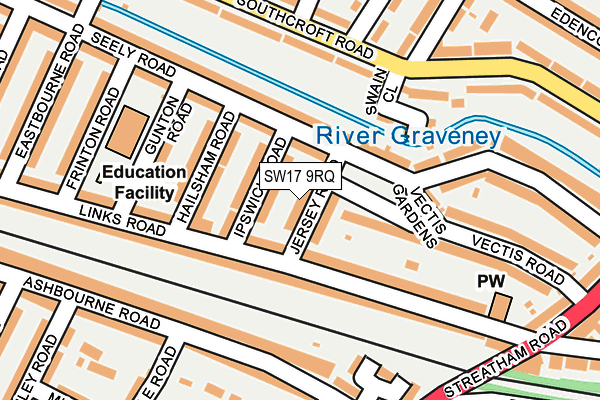 SW17 9RQ map - OS OpenMap – Local (Ordnance Survey) SW17 9RQ map - OS OpenMap – Local (Ordnance Survey)