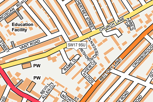SW17 9SU map - OS OpenMap – Local (Ordnance Survey) SW17 9SU map - OS OpenMap – Local (Ordnance Survey)