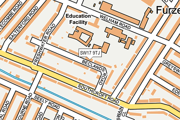 SW17 9TJ map - OS OpenMap – Local (Ordnance Survey) SW17 9TJ map - OS OpenMap – Local (Ordnance Survey)