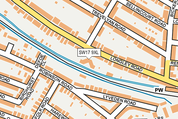 SW17 9XL map - OS OpenMap – Local (Ordnance Survey) SW17 9XL map - OS OpenMap – Local (Ordnance Survey)