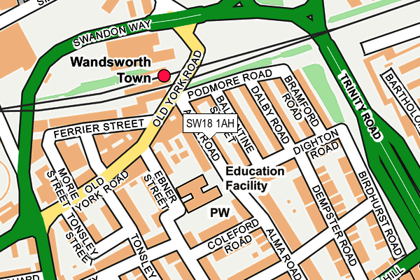 SW18 1AH map - OS OpenMap – Local (Ordnance Survey) SW18 1AH map - OS OpenMap – Local (Ordnance Survey)